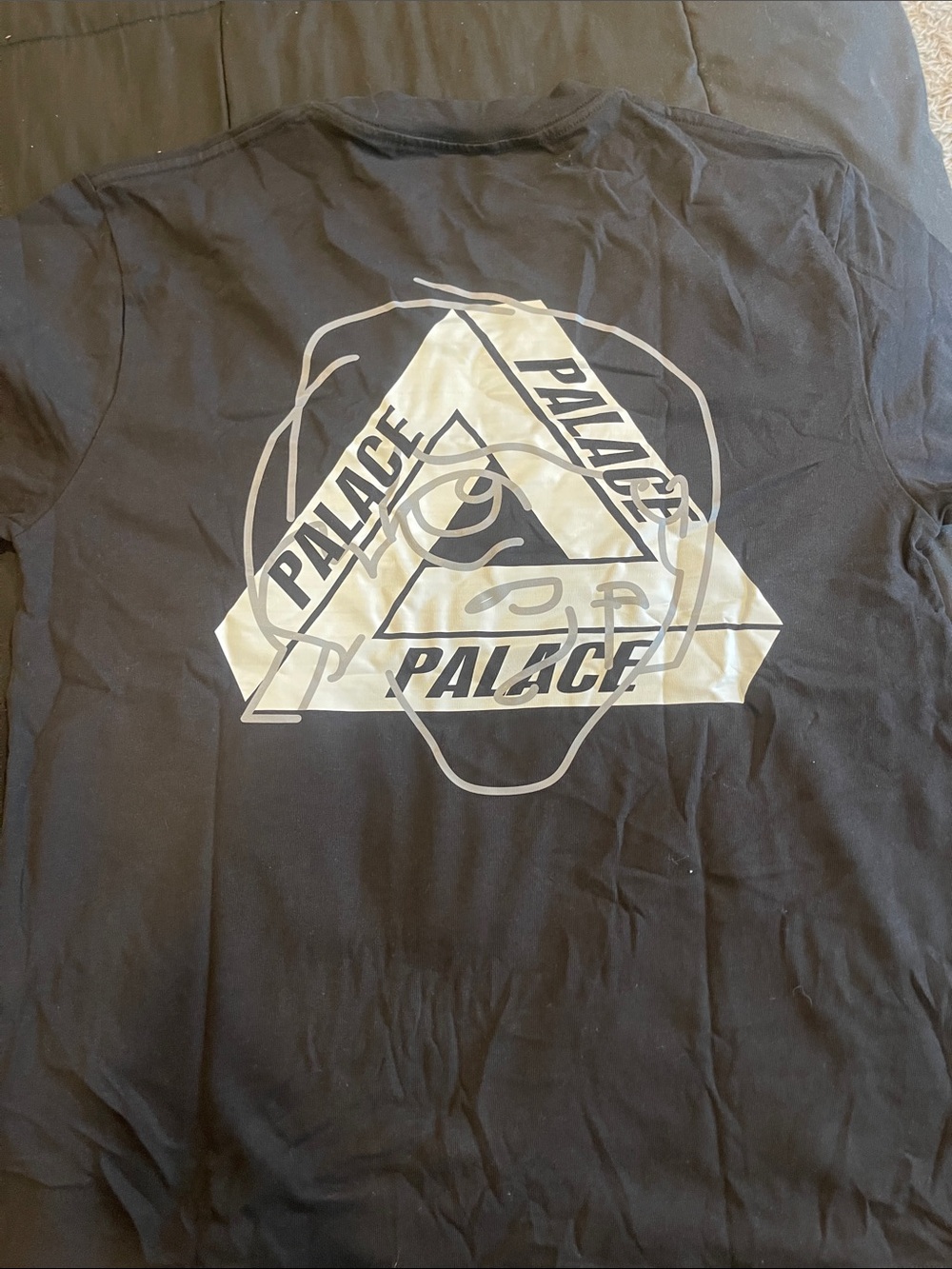 PALACE Black Tee with White Graphic Triangle Logo and Eye Motif